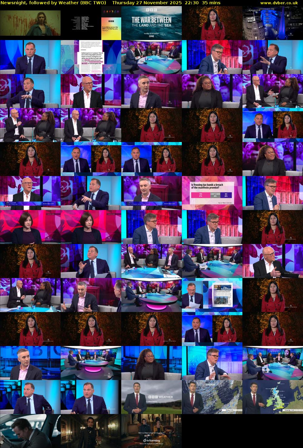 Newsnight, followed by Weather (BBC TWO) Thursday 27 November 2025 22:30 - 23:05