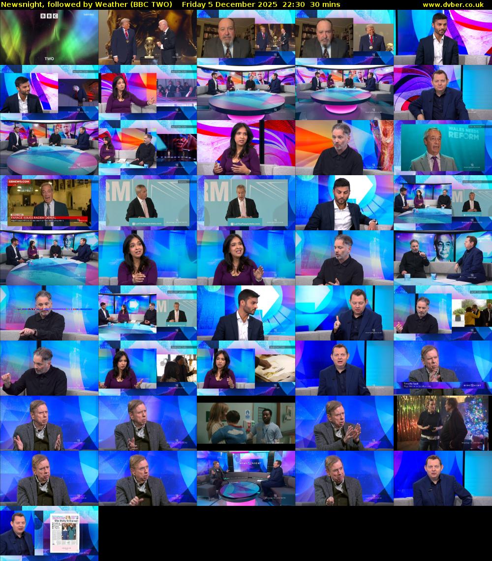 Newsnight, followed by Weather (BBC TWO) Friday 5 December 2025 22:30 - 23:00