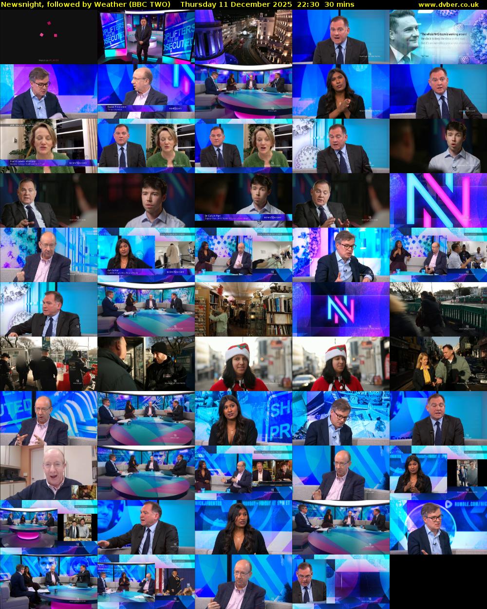 Newsnight, followed by Weather (BBC TWO) Thursday 11 December 2025 22:30 - 23:00