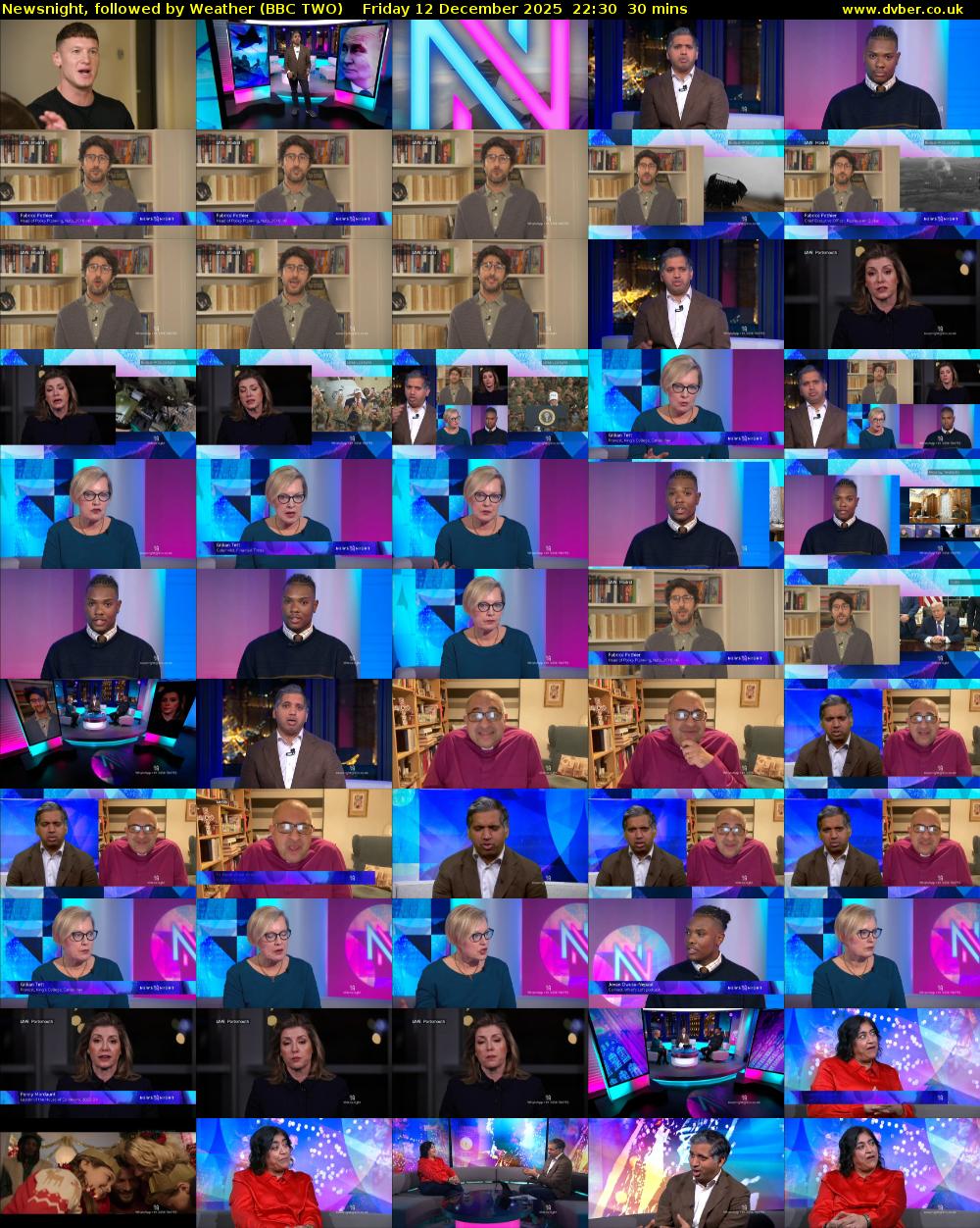 Newsnight, followed by Weather (BBC TWO) Friday 12 December 2025 22:30 - 23:00