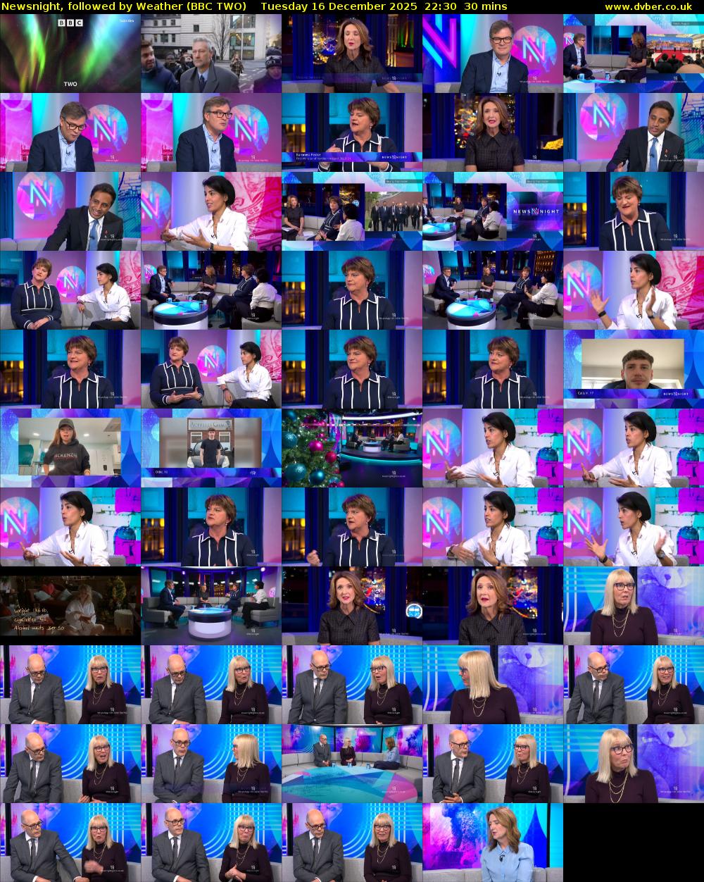 Newsnight, followed by Weather (BBC TWO) Tuesday 16 December 2025 22:30 - 23:00