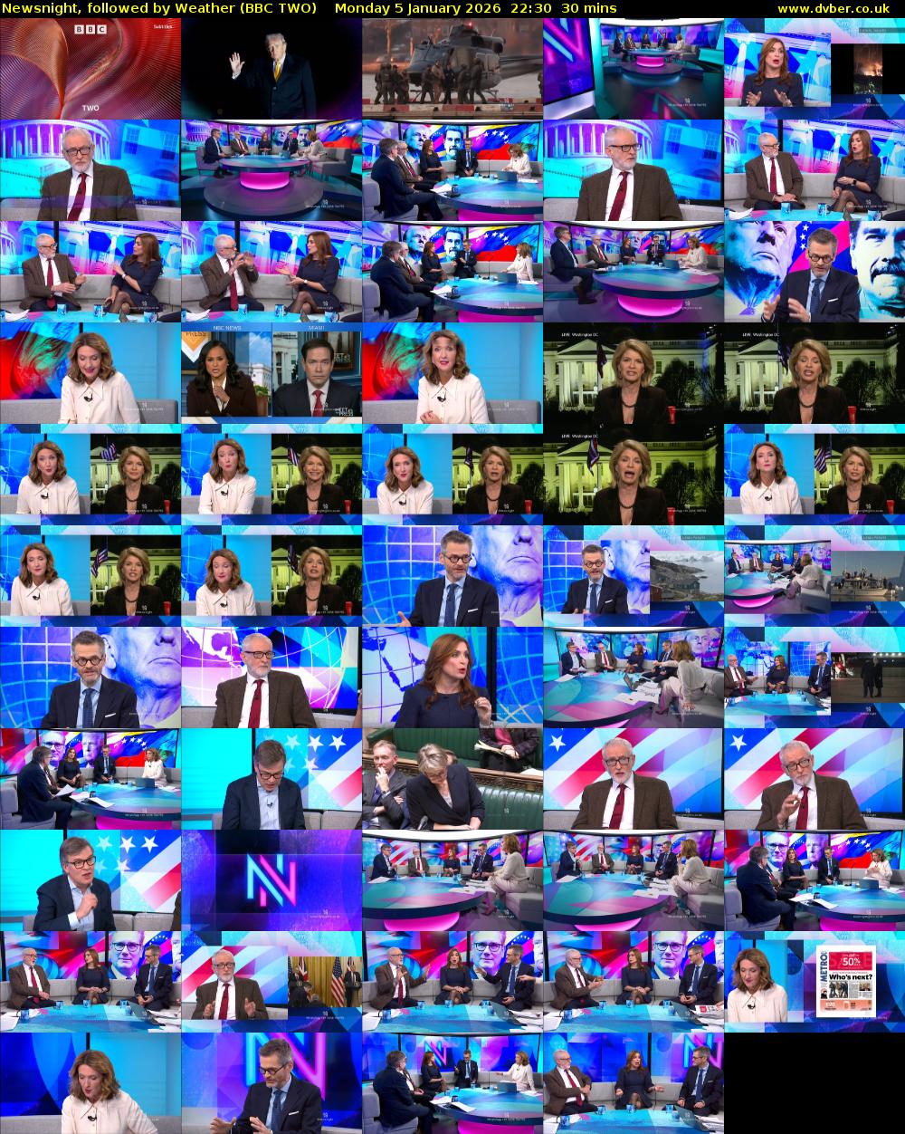 Newsnight, followed by Weather (BBC TWO) Monday 5 January 2026 22:30 - 23:00