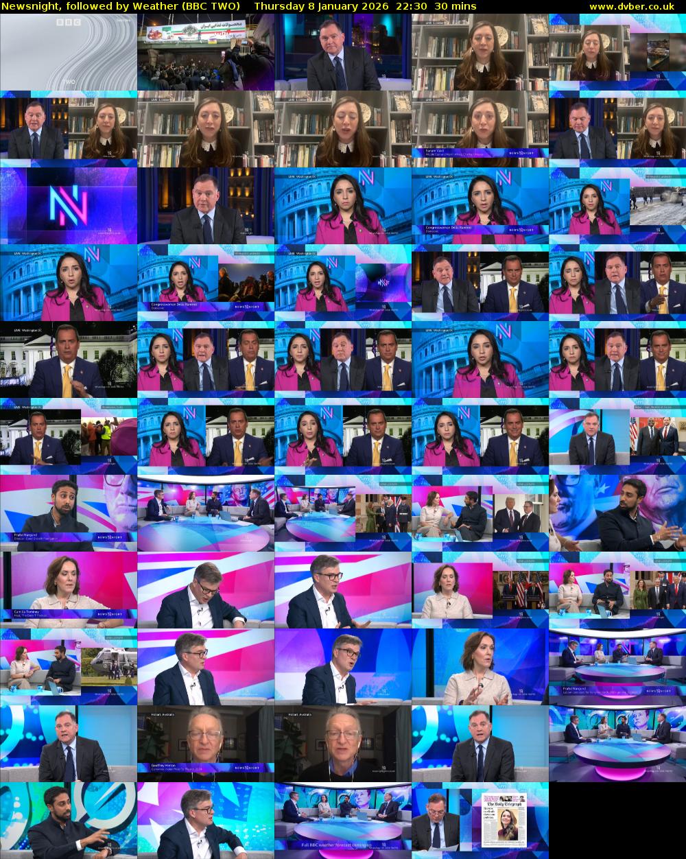 Newsnight, followed by Weather (BBC TWO) Thursday 8 January 2026 22:30 - 23:00