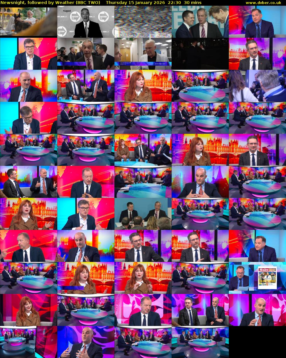 Newsnight, followed by Weather (BBC TWO) Thursday 15 January 2026 22:30 - 23:00