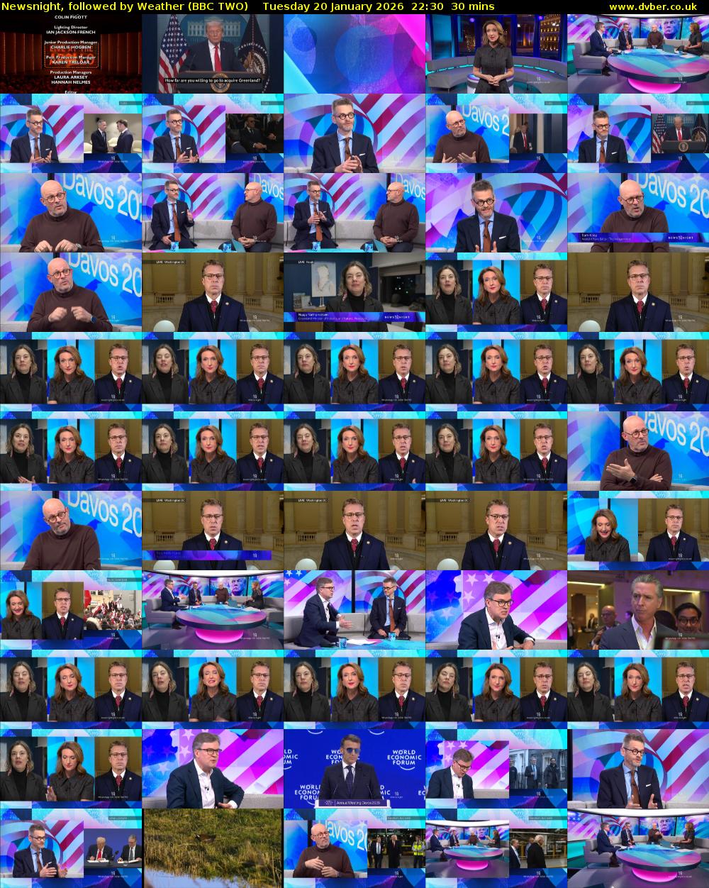 Newsnight, followed by Weather (BBC TWO) Tuesday 20 January 2026 22:30 - 23:00