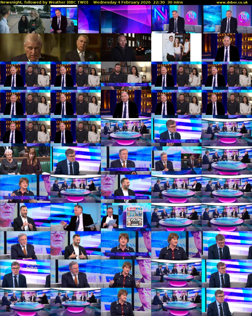 Newsnight, followed by Weather (BBC TWO) Wednesday 4 February 2026 22:30 - 23:00