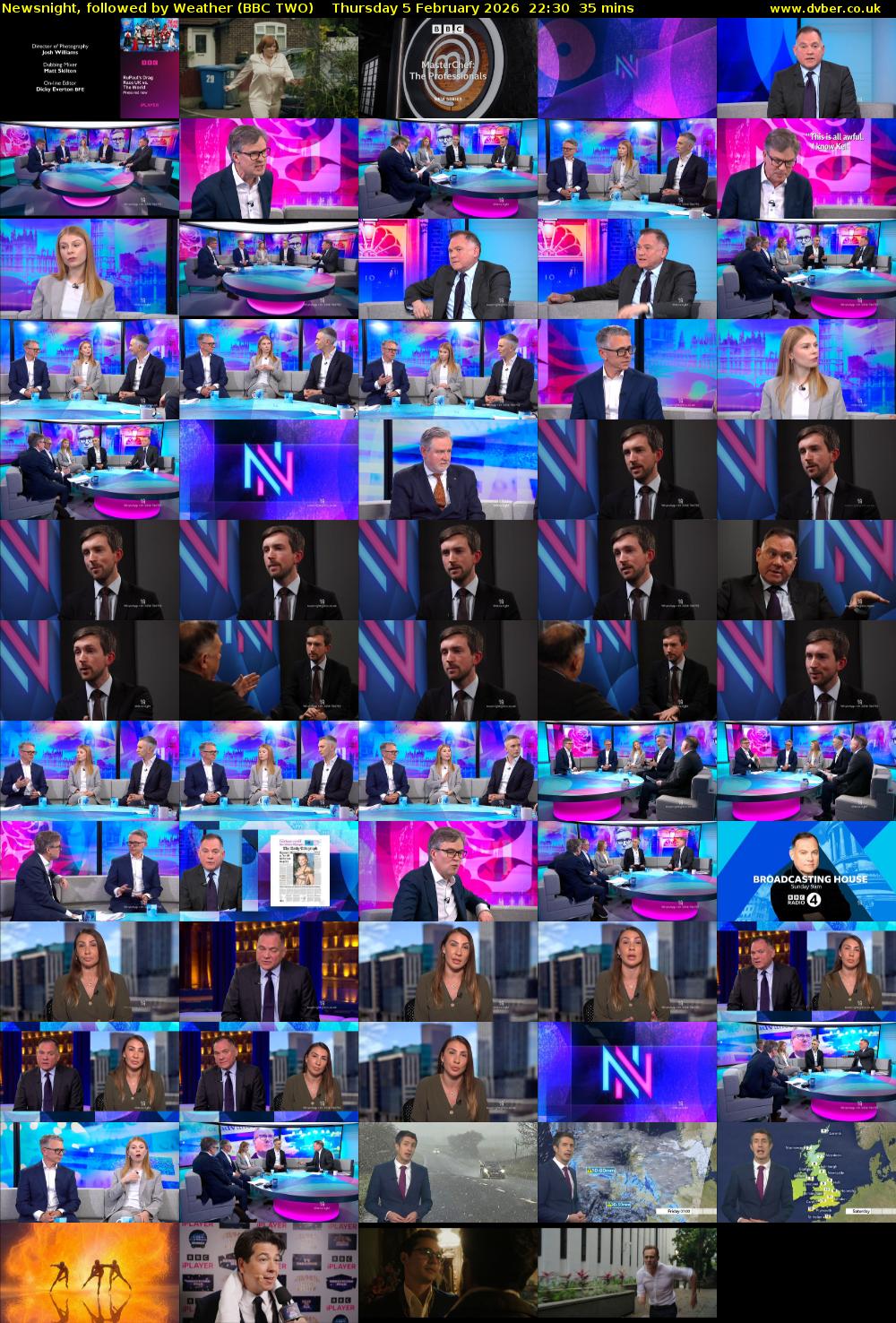 Newsnight, followed by Weather (BBC TWO) Thursday 5 February 2026 22:30 - 23:05