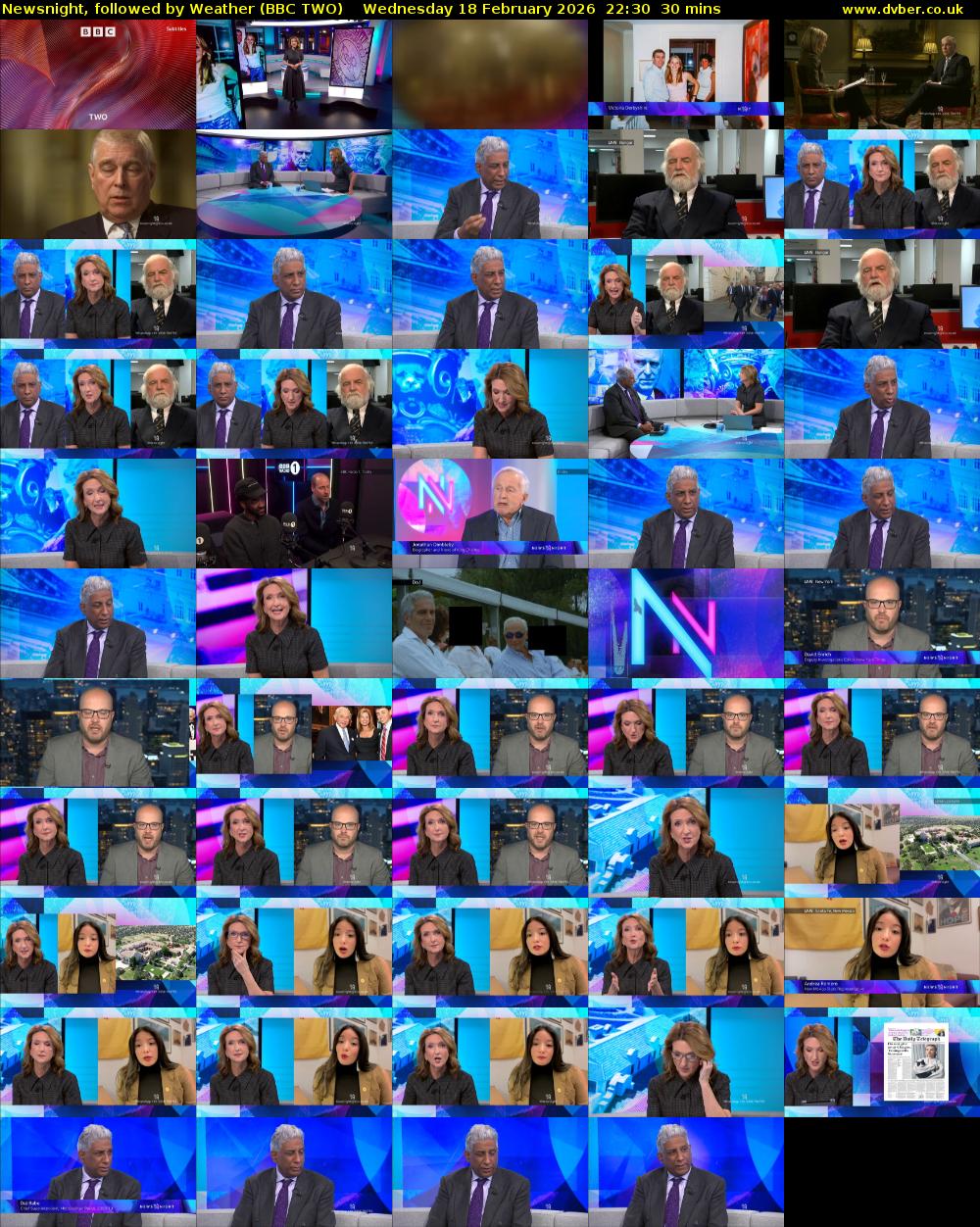 Newsnight, followed by Weather (BBC TWO) Wednesday 18 February 2026 22:30 - 23:00