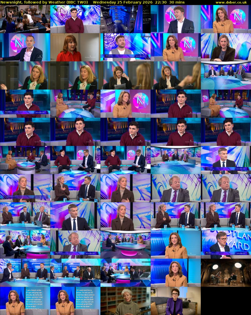 Newsnight, followed by Weather (BBC TWO) Wednesday 25 February 2026 22:30 - 23:00