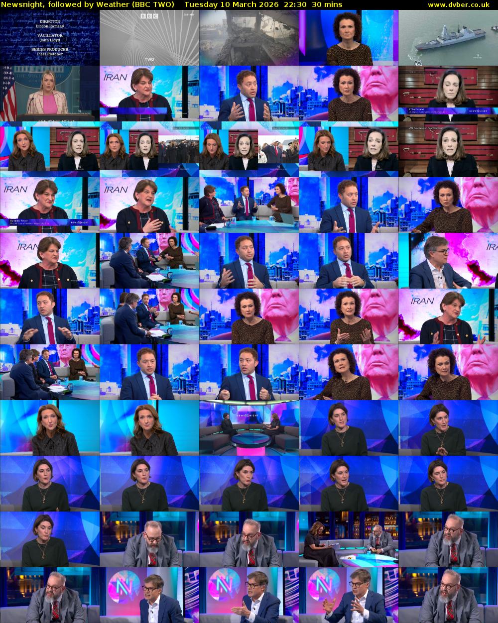 Newsnight, followed by Weather (BBC TWO) Tuesday 10 March 2026 22:30 - 23:00