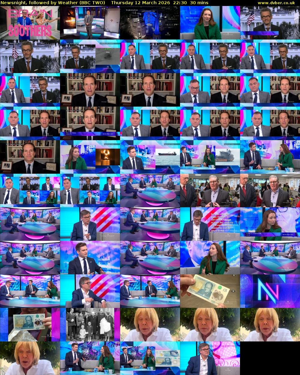 Newsnight, followed by Weather (BBC TWO) Thursday 12 March 2026 22:30 - 23:00