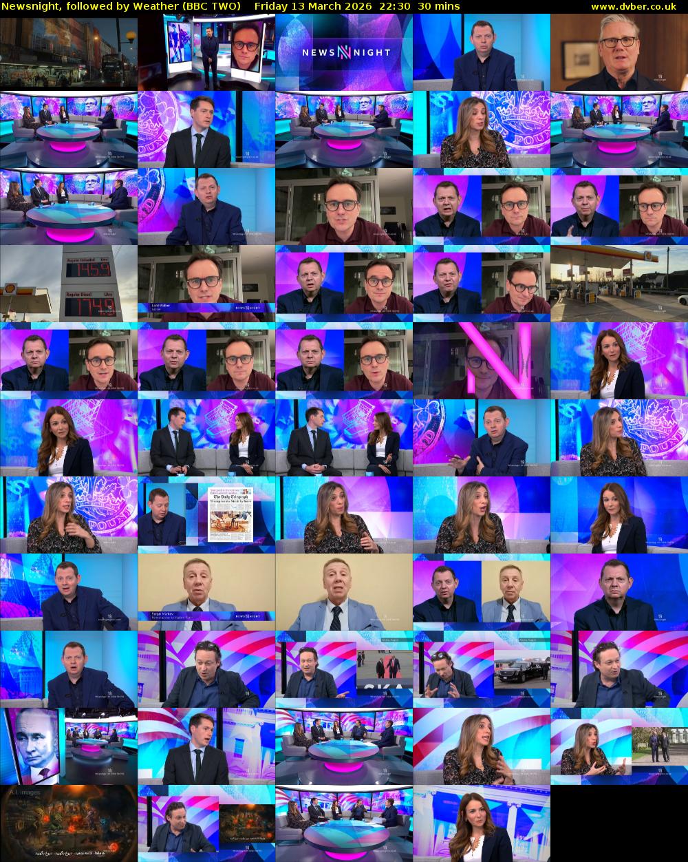 Newsnight, followed by Weather (BBC TWO) Friday 13 March 2026 22:30 - 23:00