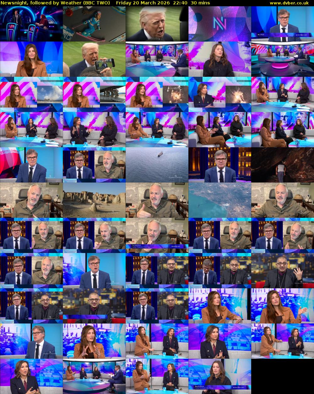 Newsnight, followed by Weather (BBC TWO) Friday 20 March 2026 22:40 - 23:10