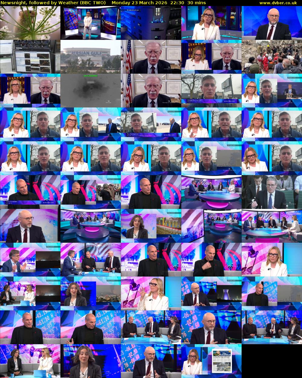 Newsnight, followed by Weather (BBC TWO) Monday 23 March 2026 22:30 - 23:00