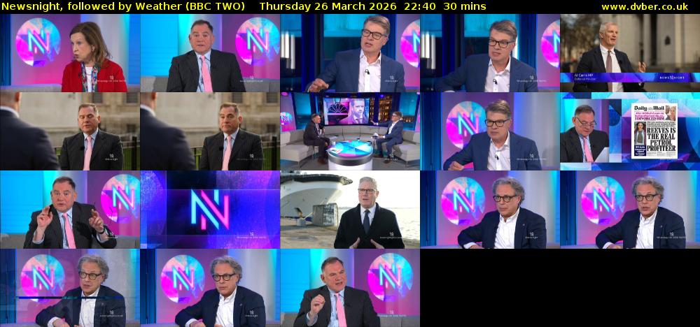 Newsnight, followed by Weather (BBC TWO) Thursday 26 March 2026 22:40 - 23:10