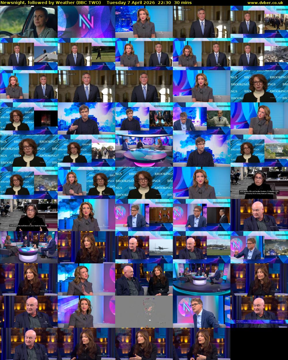 Newsnight, followed by Weather (BBC TWO) Tuesday 7 April 2026 22:30 - 23:00