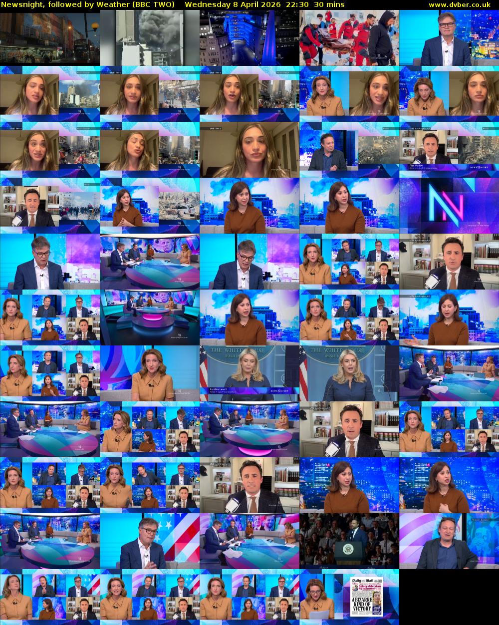 Newsnight, followed by Weather (BBC TWO) Wednesday 8 April 2026 22:30 - 23:00