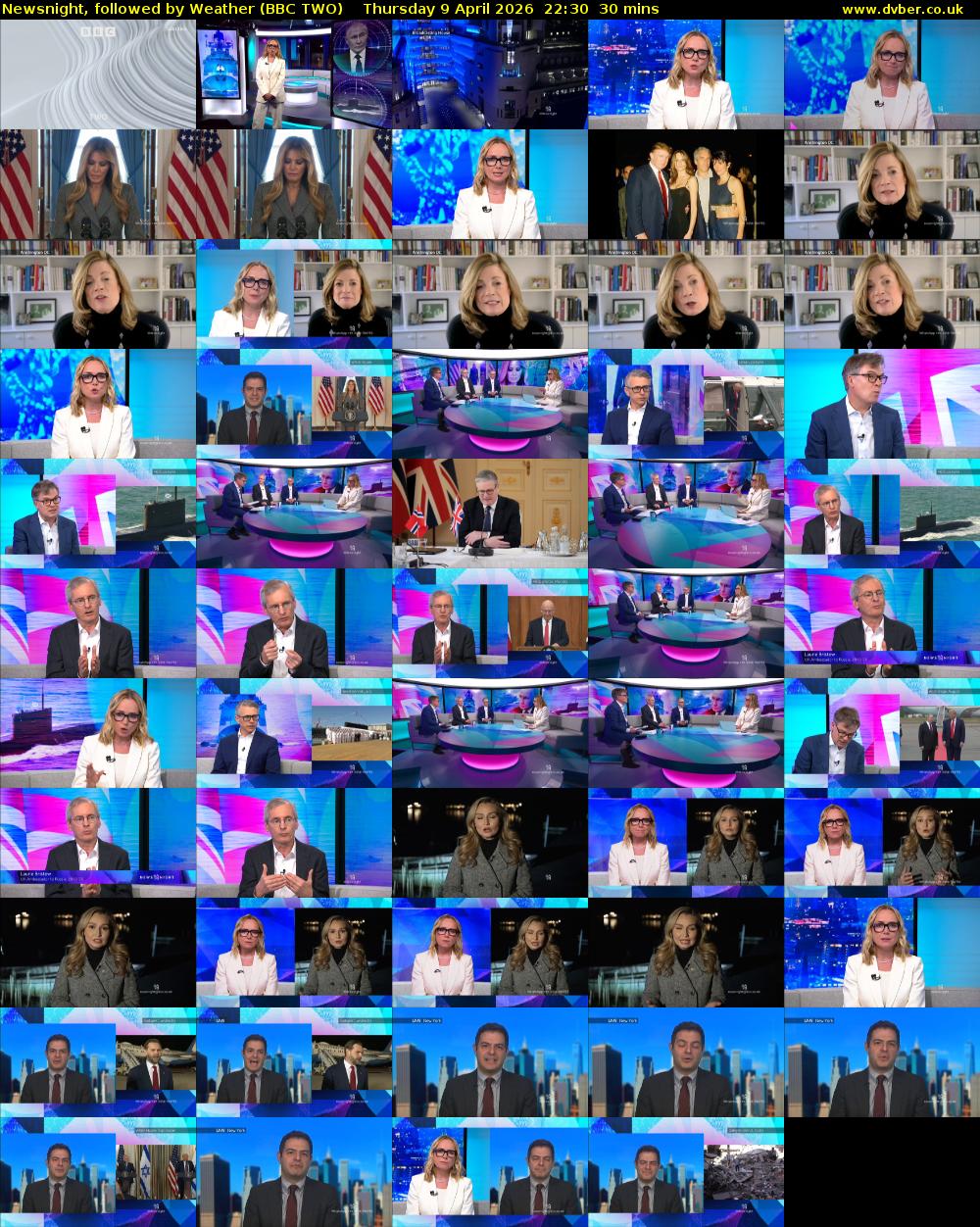 Newsnight, followed by Weather (BBC TWO) Thursday 9 April 2026 22:30 - 23:00