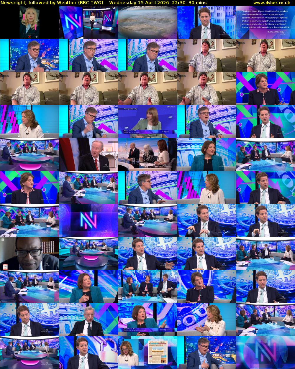 Newsnight, followed by Weather (BBC TWO) Wednesday 15 April 2026 22:30 - 23:00