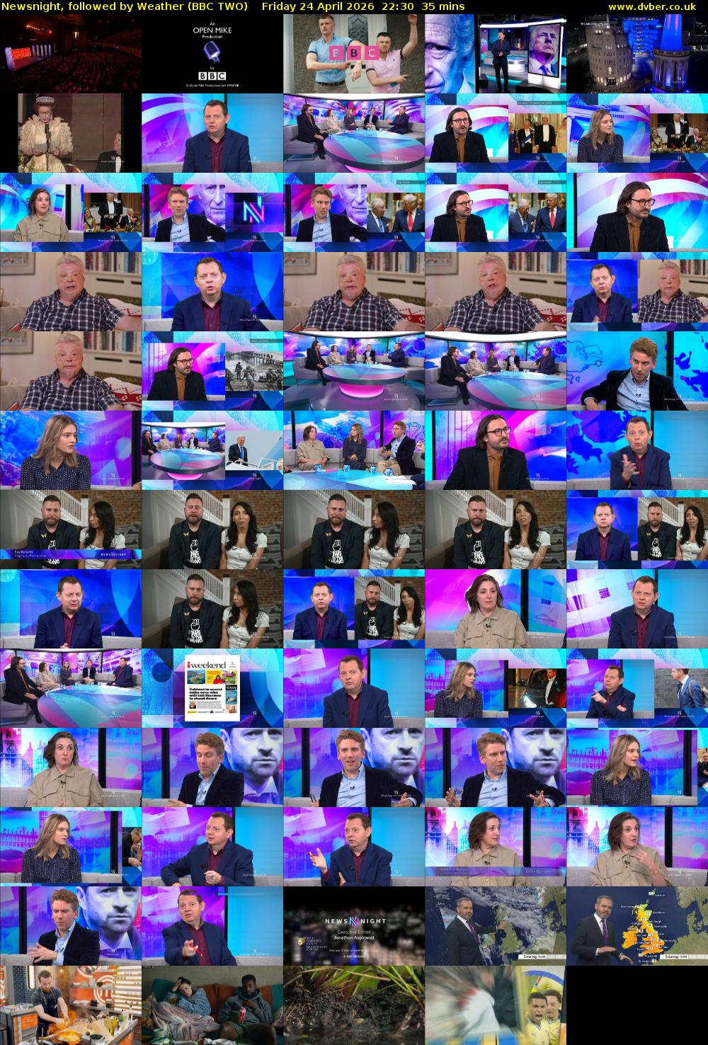 Newsnight, followed by Weather (BBC TWO) Friday 24 April 2026 22:30 - 23:05