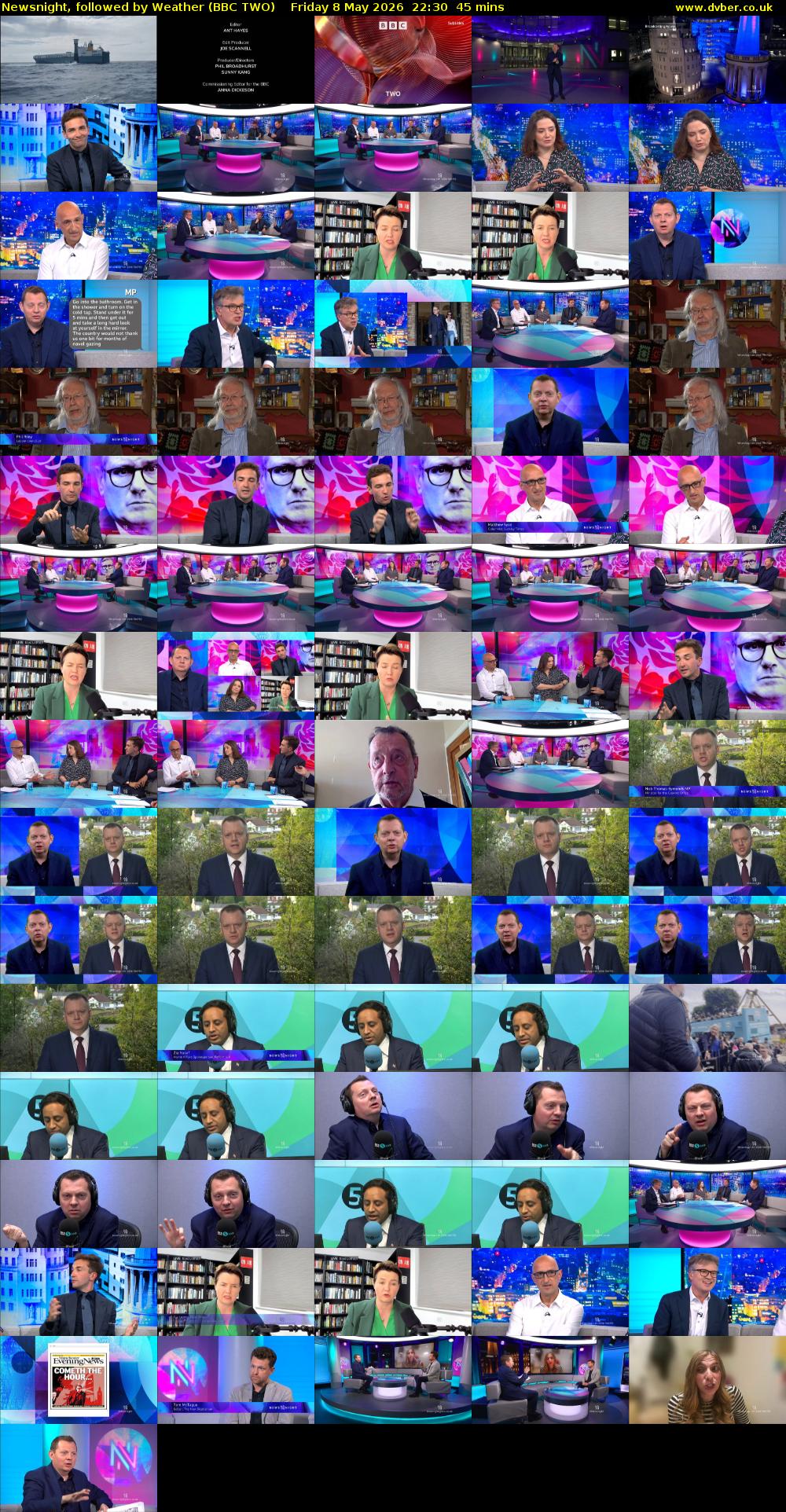 Newsnight, followed by Weather (BBC TWO) Friday 8 May 2026 22:30 - 23:15