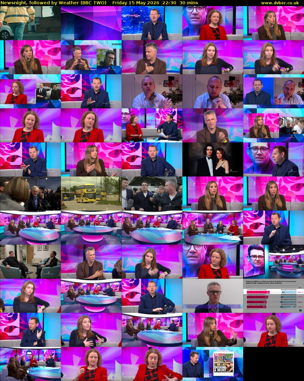 Newsnight, followed by Weather (BBC TWO) Friday 15 May 2026 22:30 - 23:00