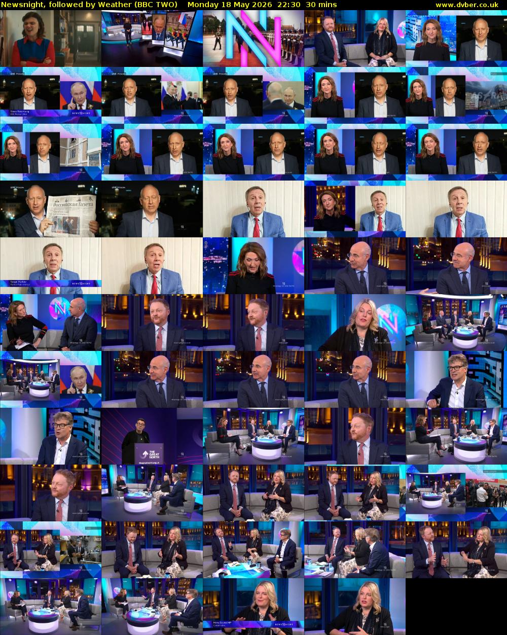 Newsnight, followed by Weather (BBC TWO) Monday 18 May 2026 22:30 - 23:00
