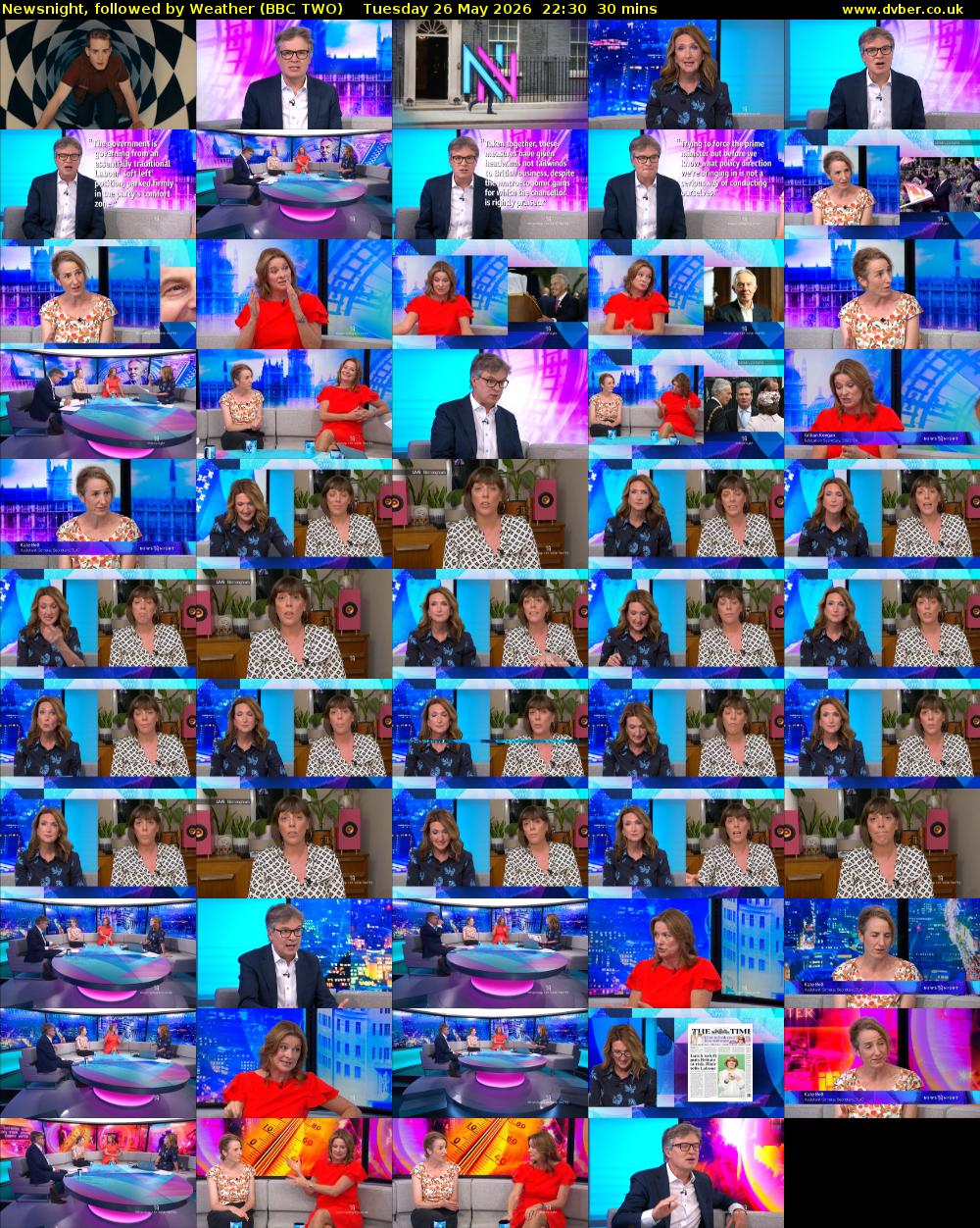 Newsnight, followed by Weather (BBC TWO) Tuesday 26 May 2026 22:30 - 23:00