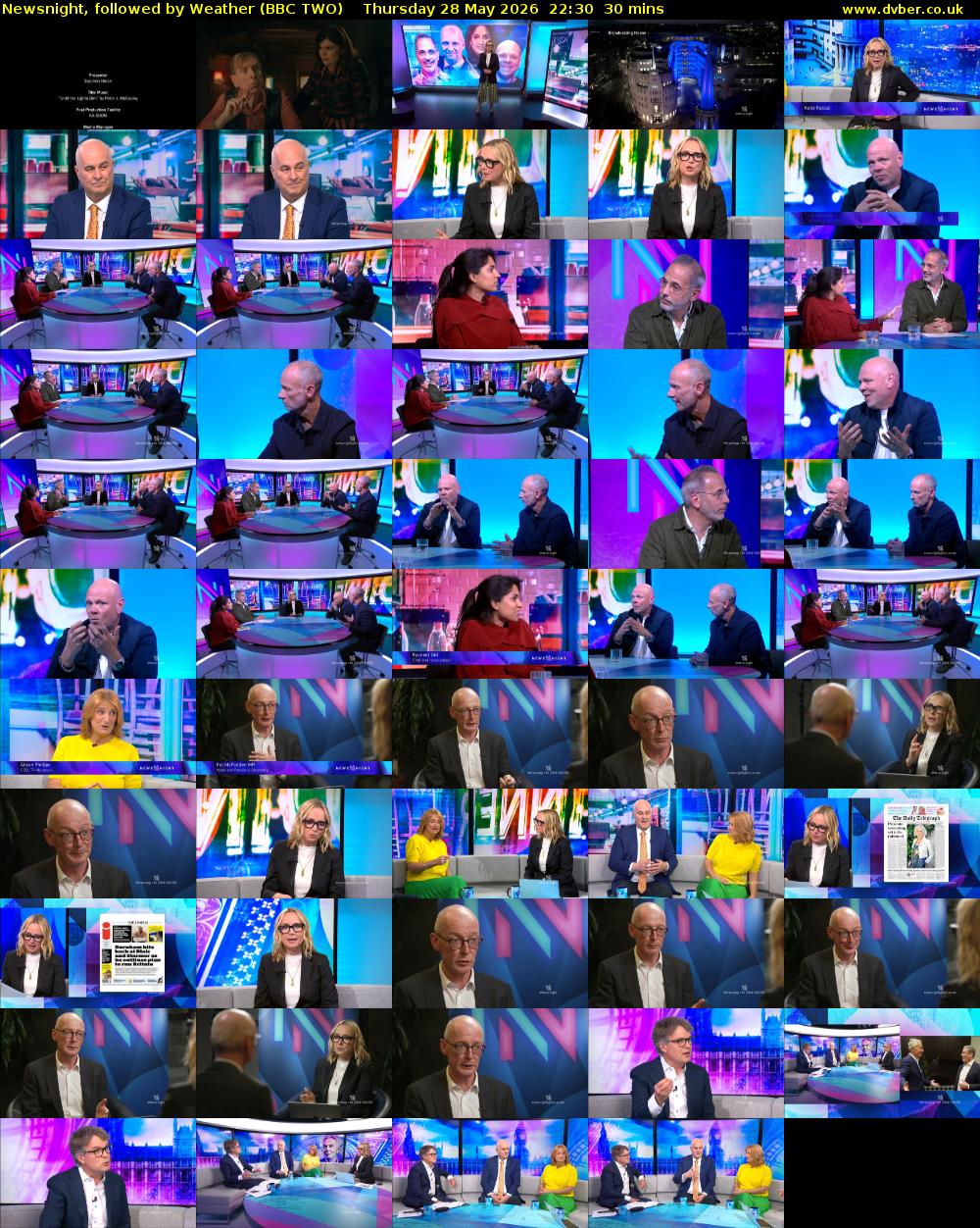 Newsnight, followed by Weather (BBC TWO) Thursday 28 May 2026 22:30 - 23:00