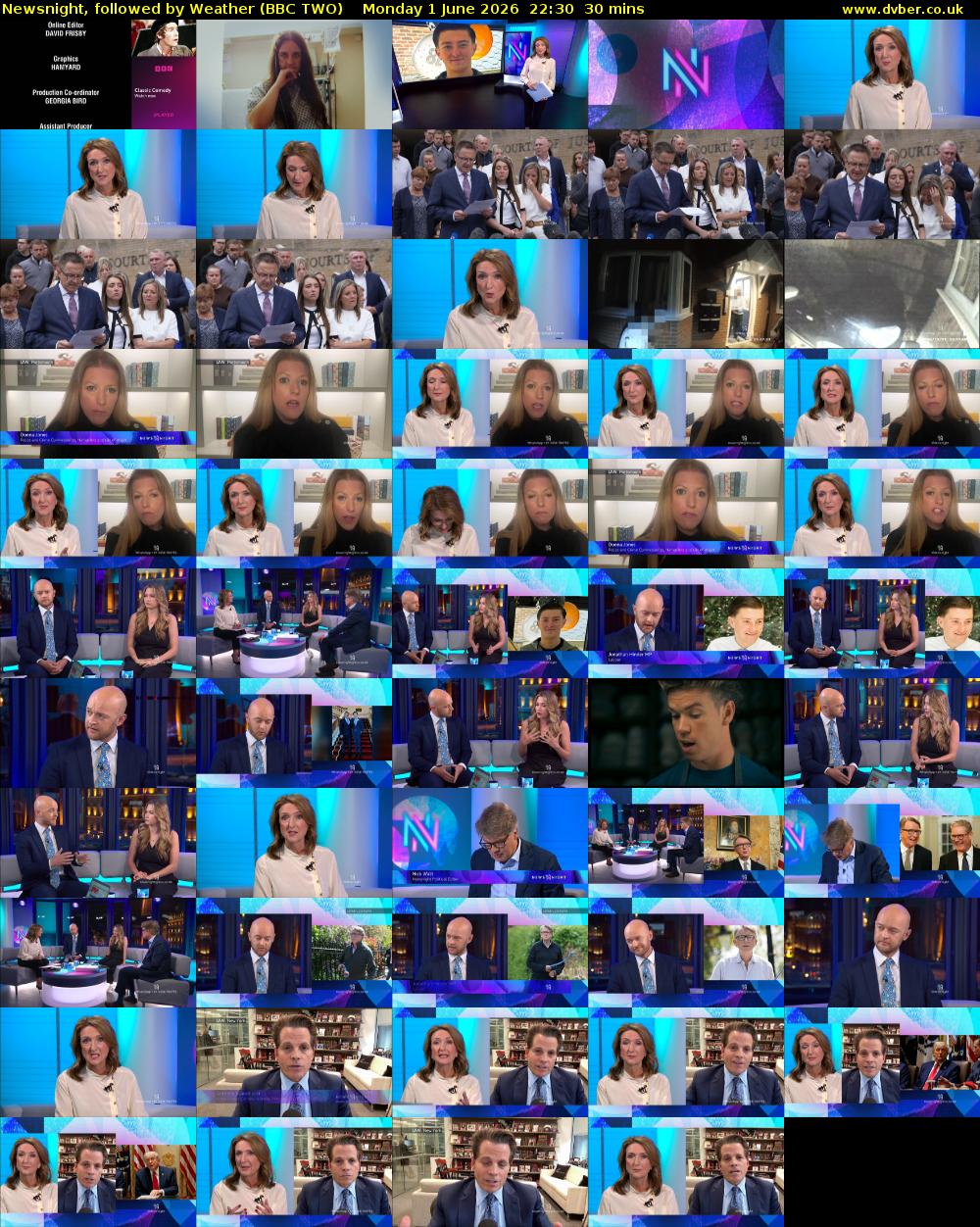 Newsnight, followed by Weather (BBC TWO) Monday 1 June 2026 22:30 - 23:00