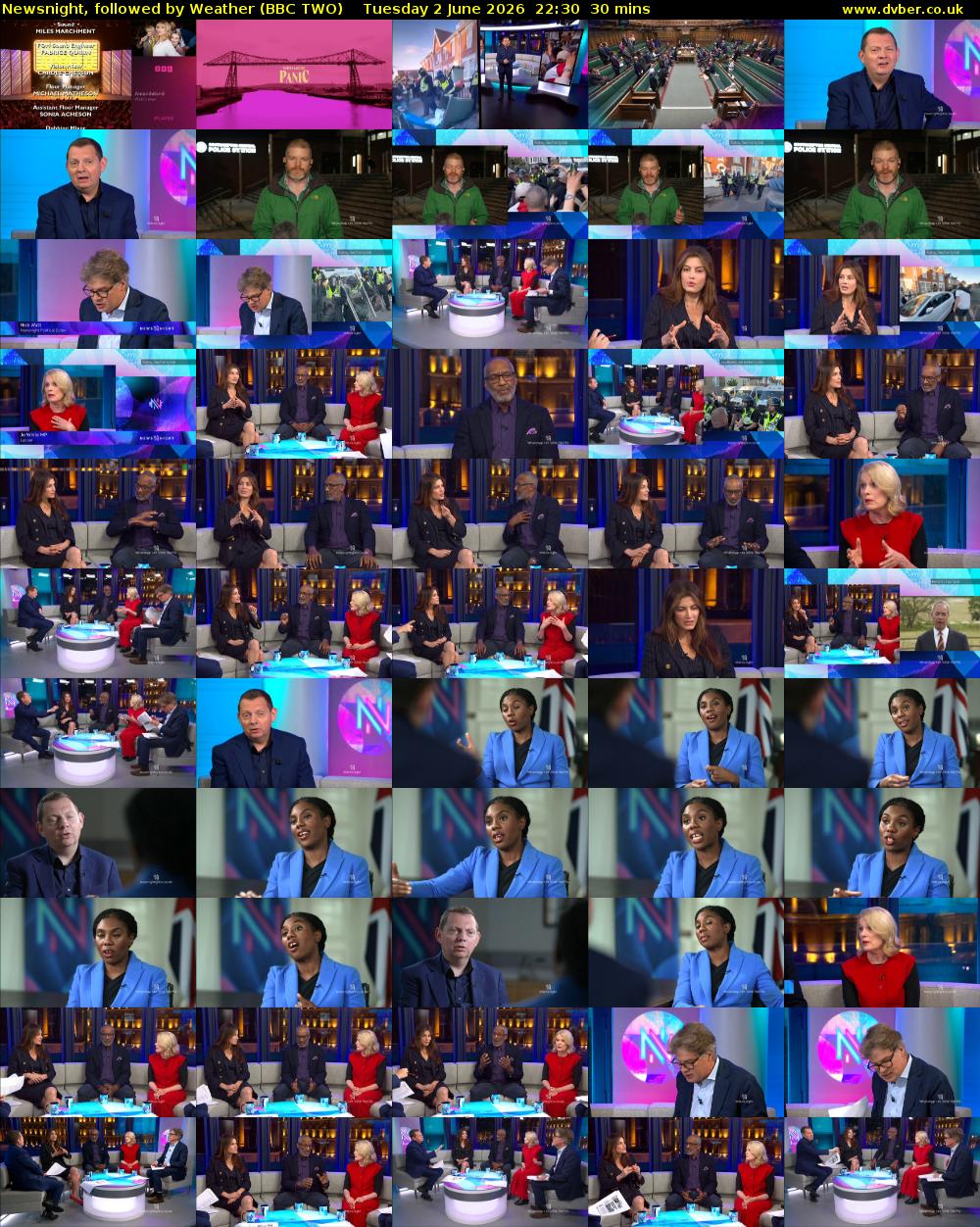 Newsnight, followed by Weather (BBC TWO) Tuesday 2 June 2026 22:30 - 23:00