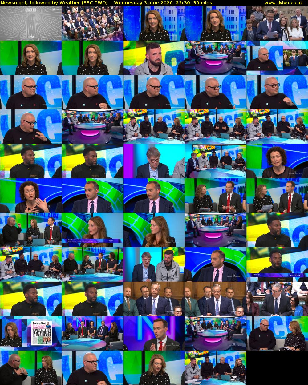 Newsnight, followed by Weather (BBC TWO) Wednesday 3 June 2026 22:30 - 23:00