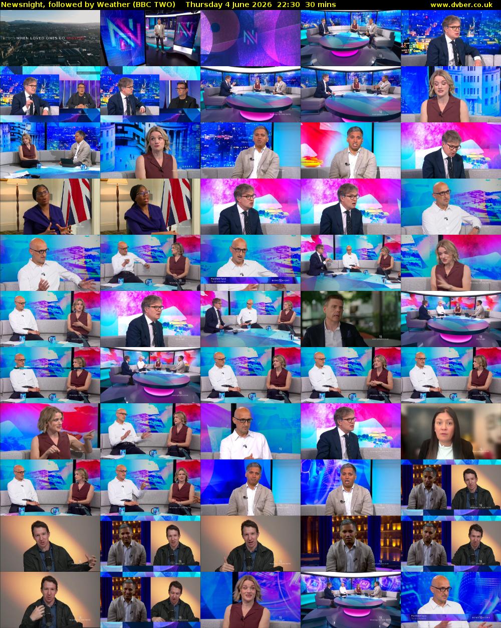 Newsnight, followed by Weather (BBC TWO) Thursday 4 June 2026 22:30 - 23:00