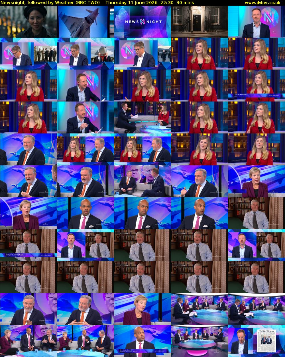 Newsnight, followed by Weather (BBC TWO) Thursday 11 June 2026 22:30 - 23:00
