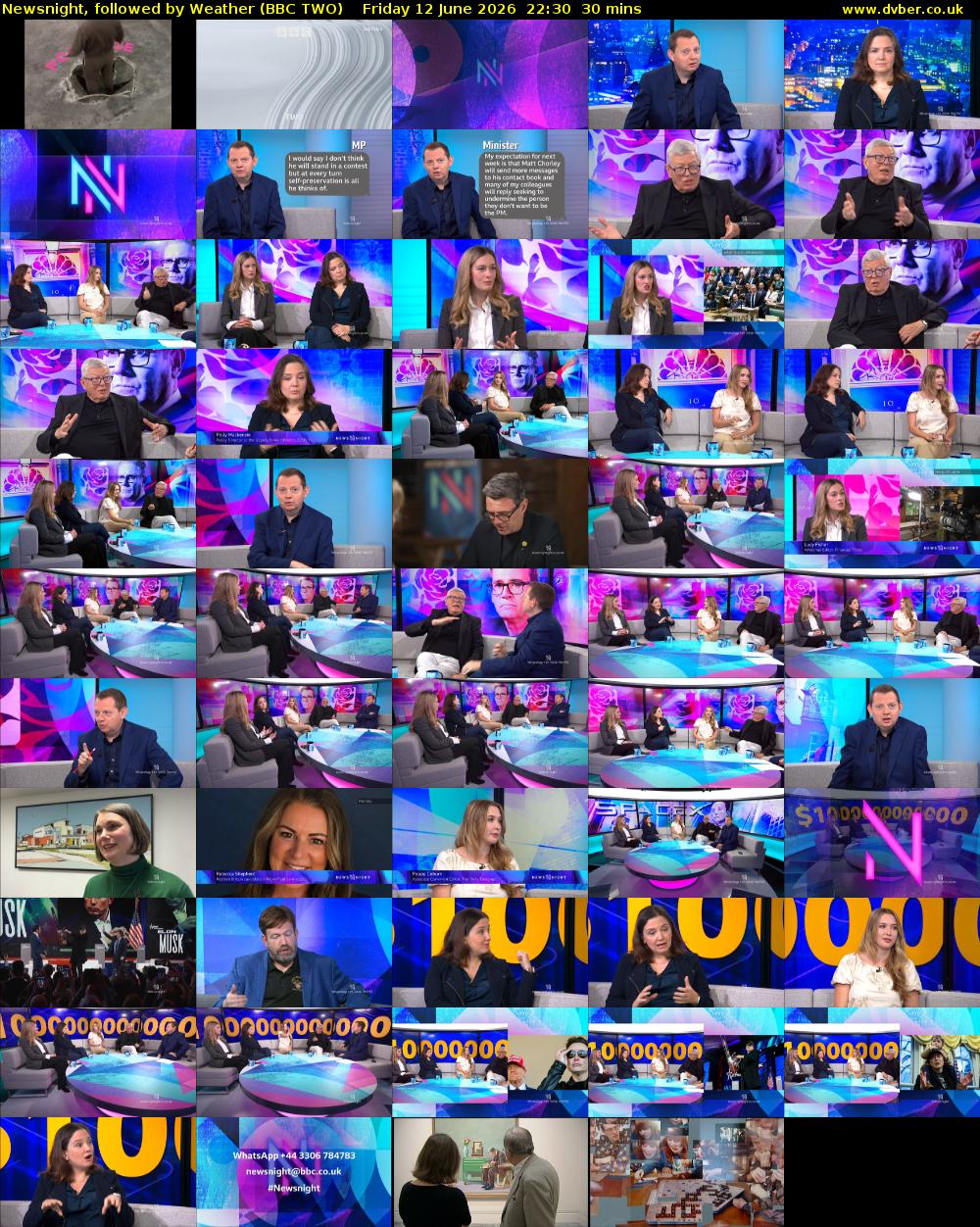 Newsnight, followed by Weather (BBC TWO) Friday 12 June 2026 22:30 - 23:00