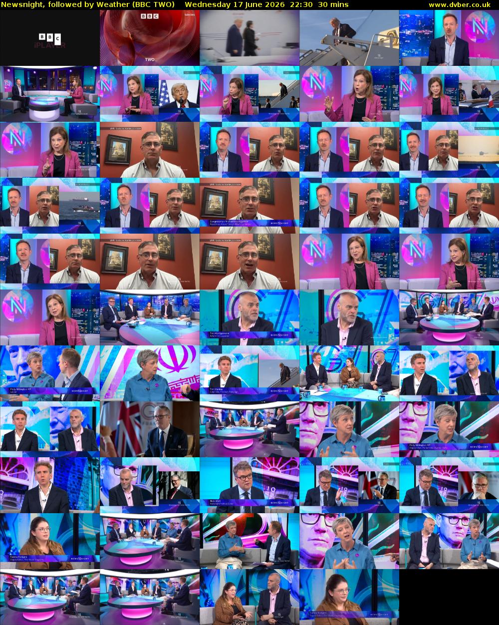 Newsnight, followed by Weather (BBC TWO) Wednesday 17 June 2026 22:30 - 23:00