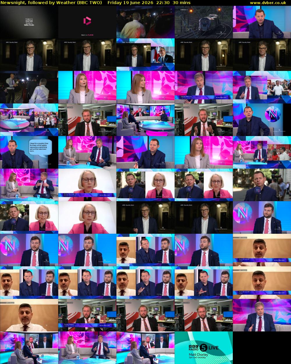 Newsnight, followed by Weather (BBC TWO) Friday 19 June 2026 22:30 - 23:00