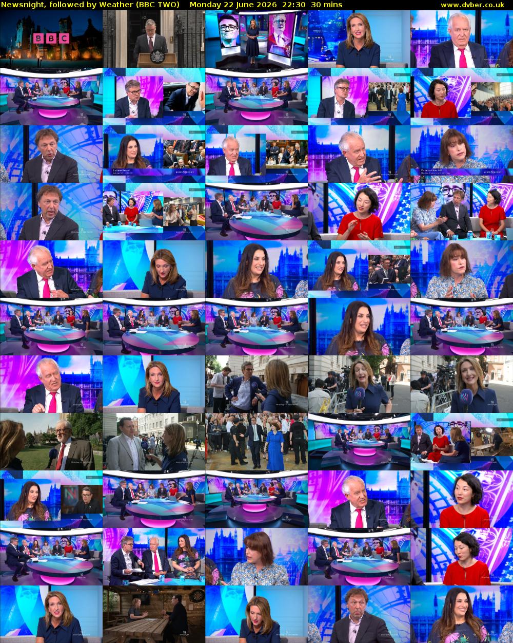 Newsnight, followed by Weather (BBC TWO) Monday 22 June 2026 22:30 - 23:00