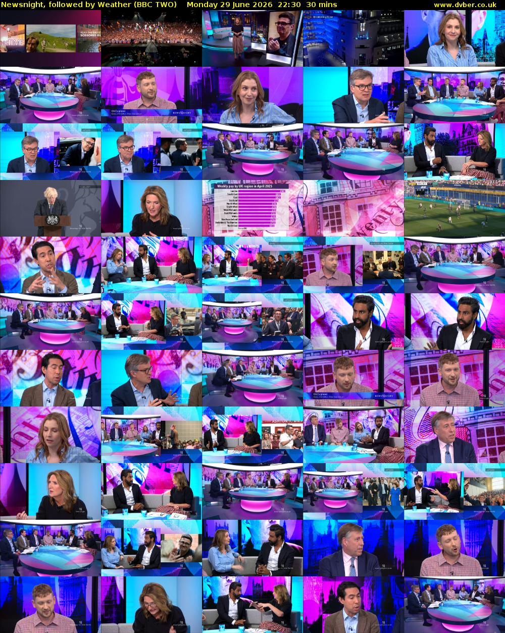 Newsnight, followed by Weather (BBC TWO) Monday 29 June 2026 22:30 - 23:00