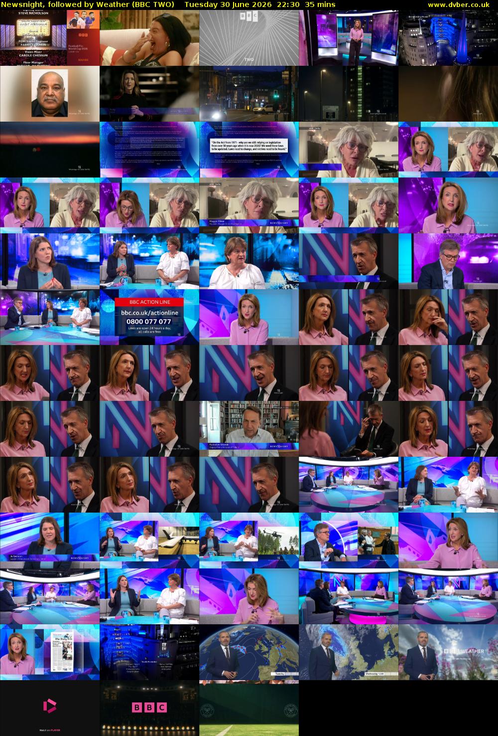 Newsnight, followed by Weather (BBC TWO) Tuesday 30 June 2026 22:30 - 23:05