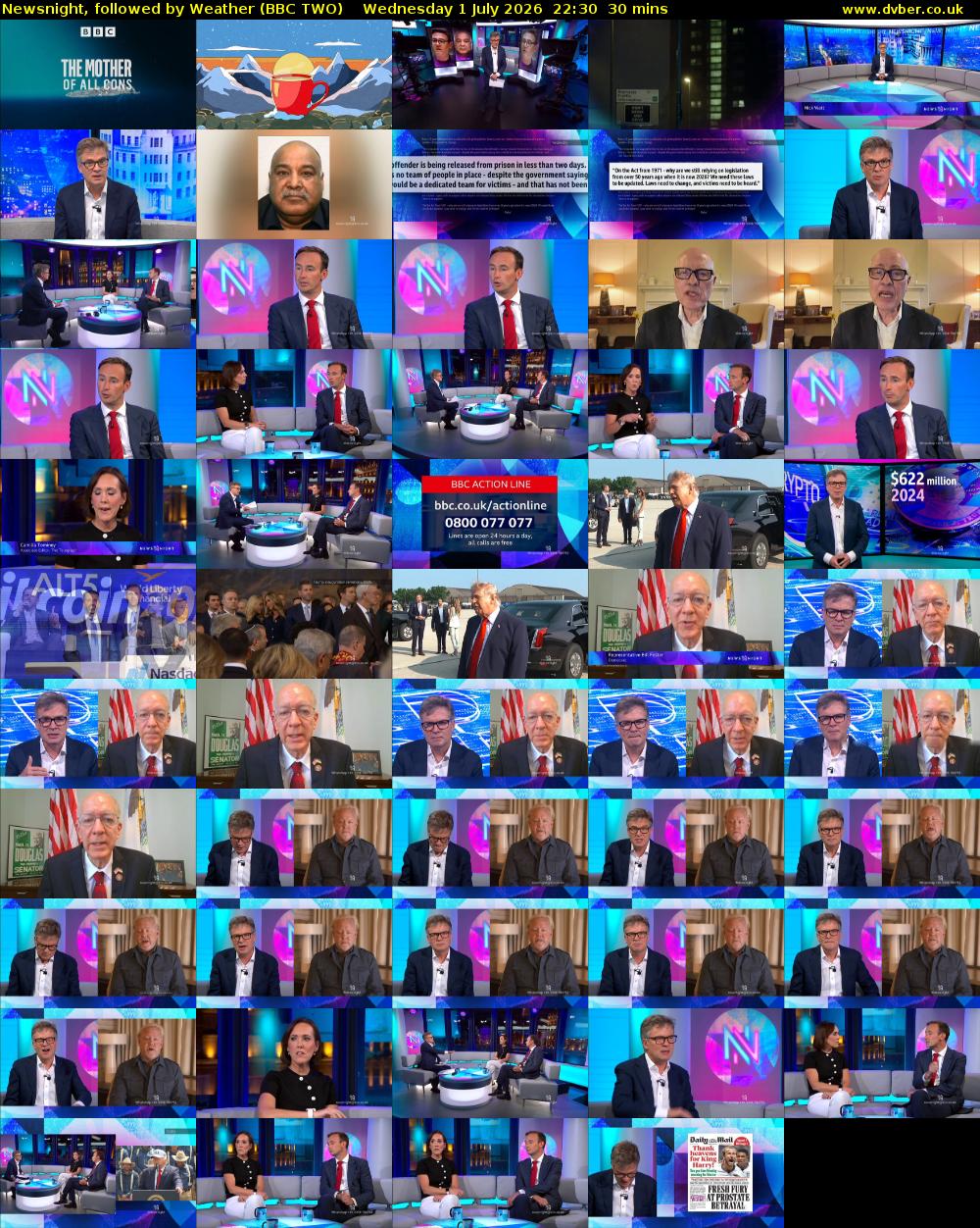 Newsnight, followed by Weather (BBC TWO) Wednesday 1 July 2026 22:30 - 23:00