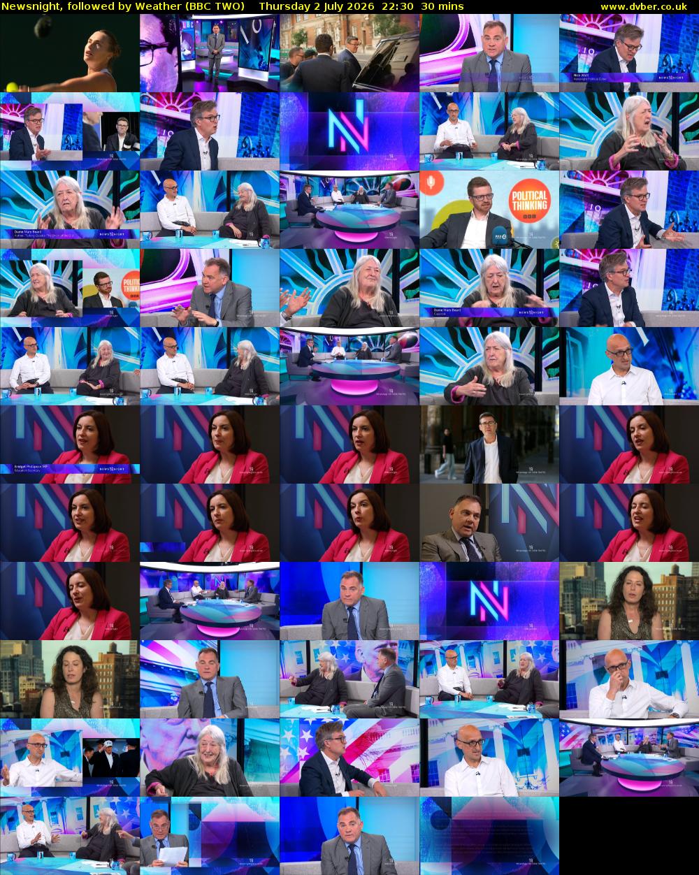 Newsnight, followed by Weather (BBC TWO) Thursday 2 July 2026 22:30 - 23:00
