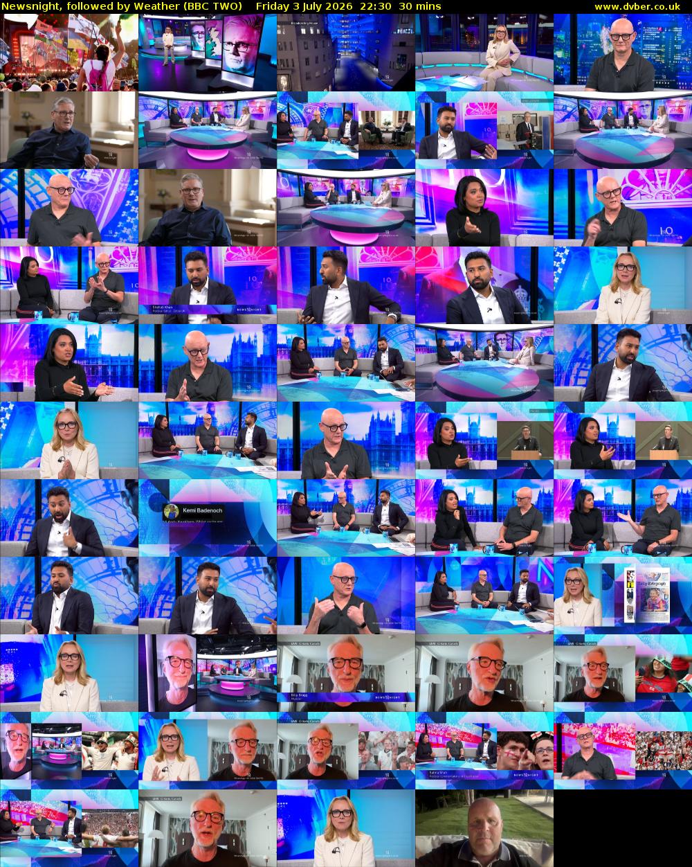 Newsnight, followed by Weather (BBC TWO) Friday 3 July 2026 22:30 - 23:00