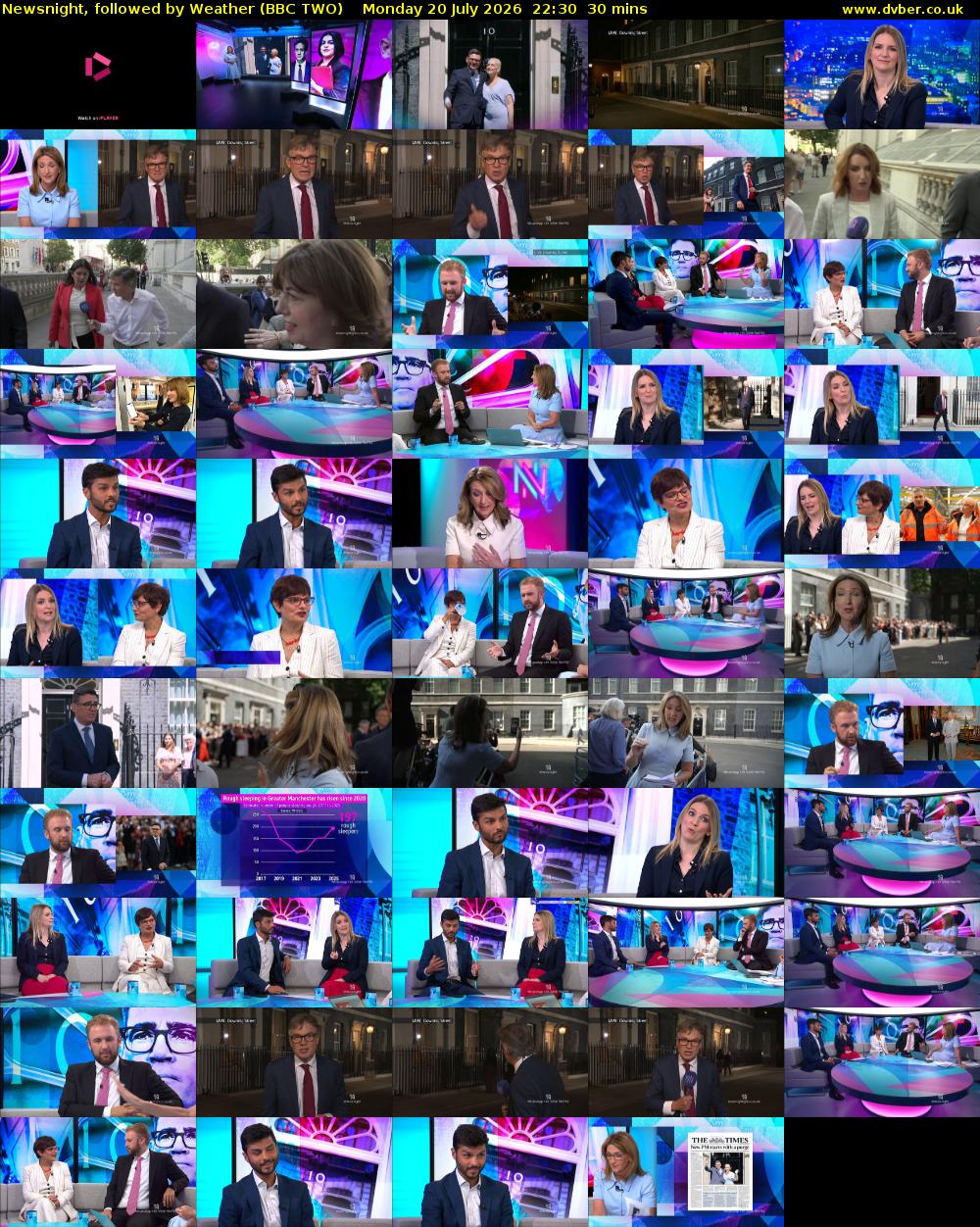 Newsnight, followed by Weather (BBC TWO) Monday 20 July 2026 22:30 - 23:00