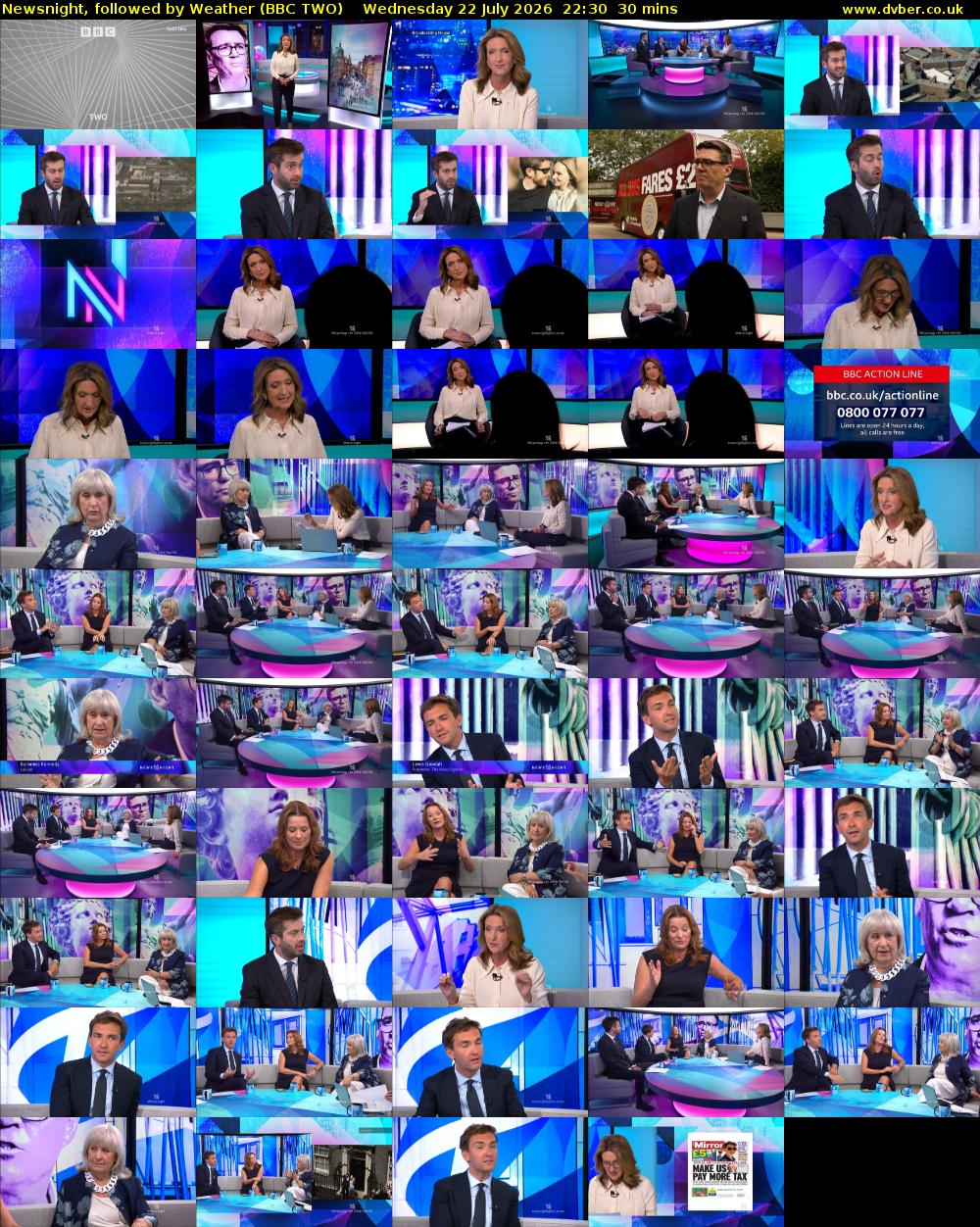 Newsnight, followed by Weather (BBC TWO) Wednesday 22 July 2026 22:30 - 23:00