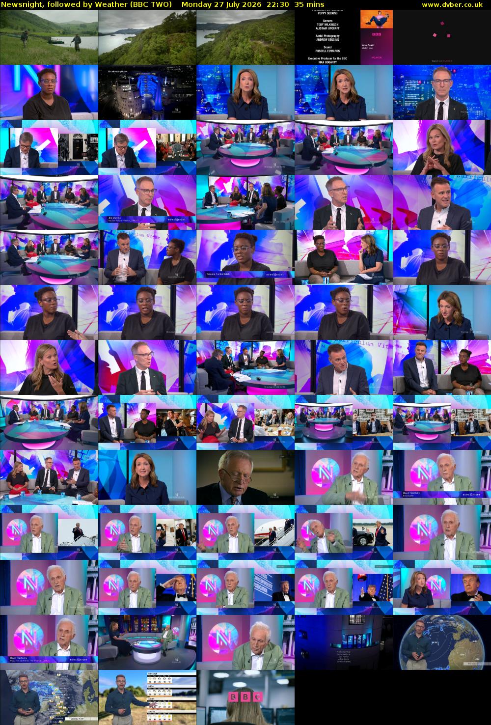 Newsnight, followed by Weather (BBC TWO) Monday 27 July 2026 22:30 - 23:05