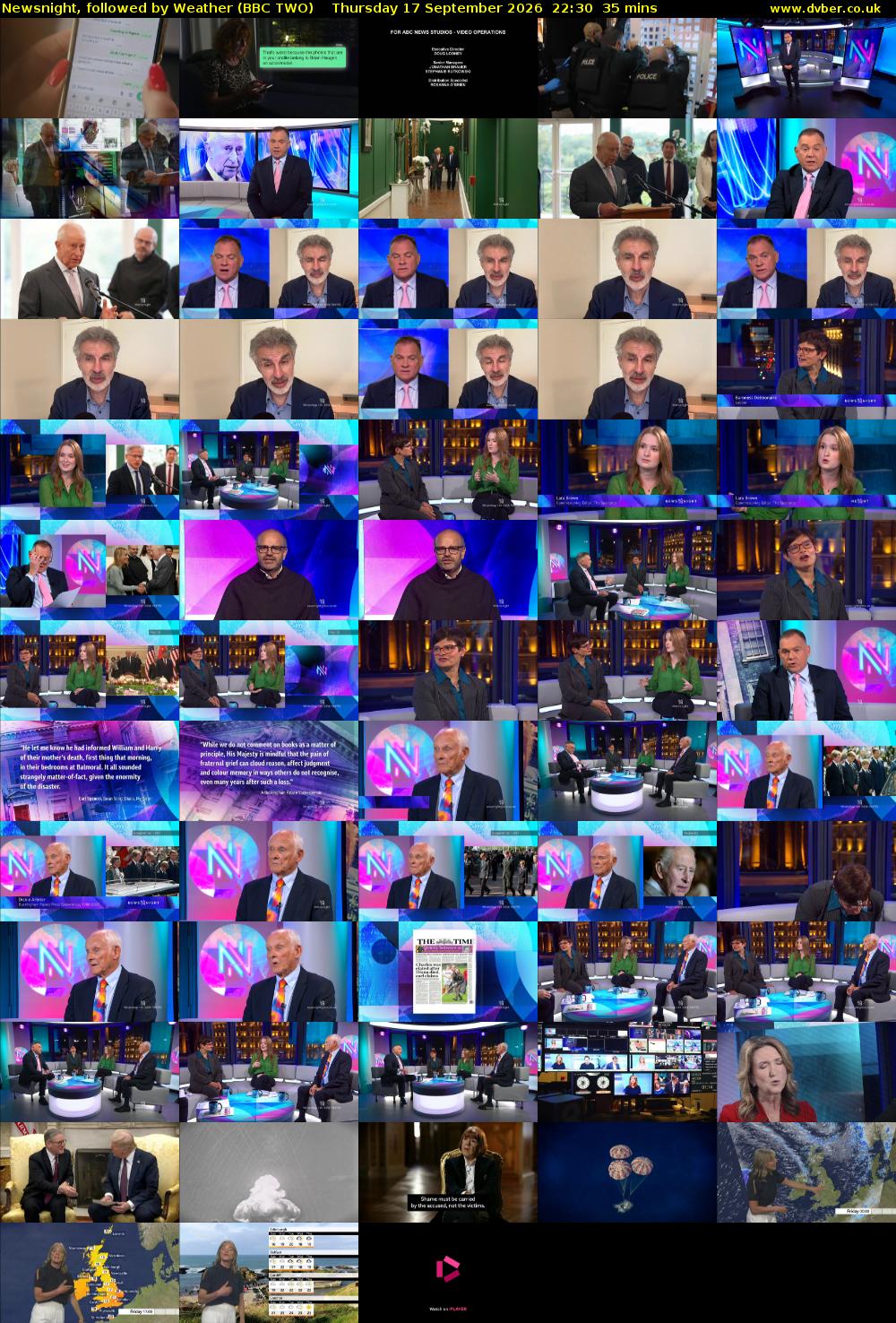Newsnight, followed by Weather (BBC TWO) Thursday 17 September 2026 22:30 - 23:05