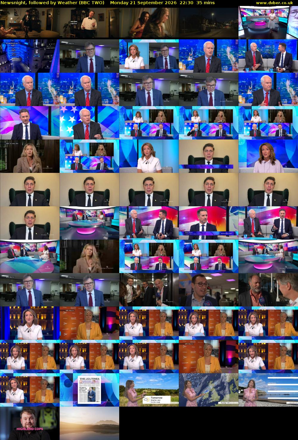 Newsnight, followed by Weather (BBC TWO) Monday 21 September 2026 22:30 - 23:05