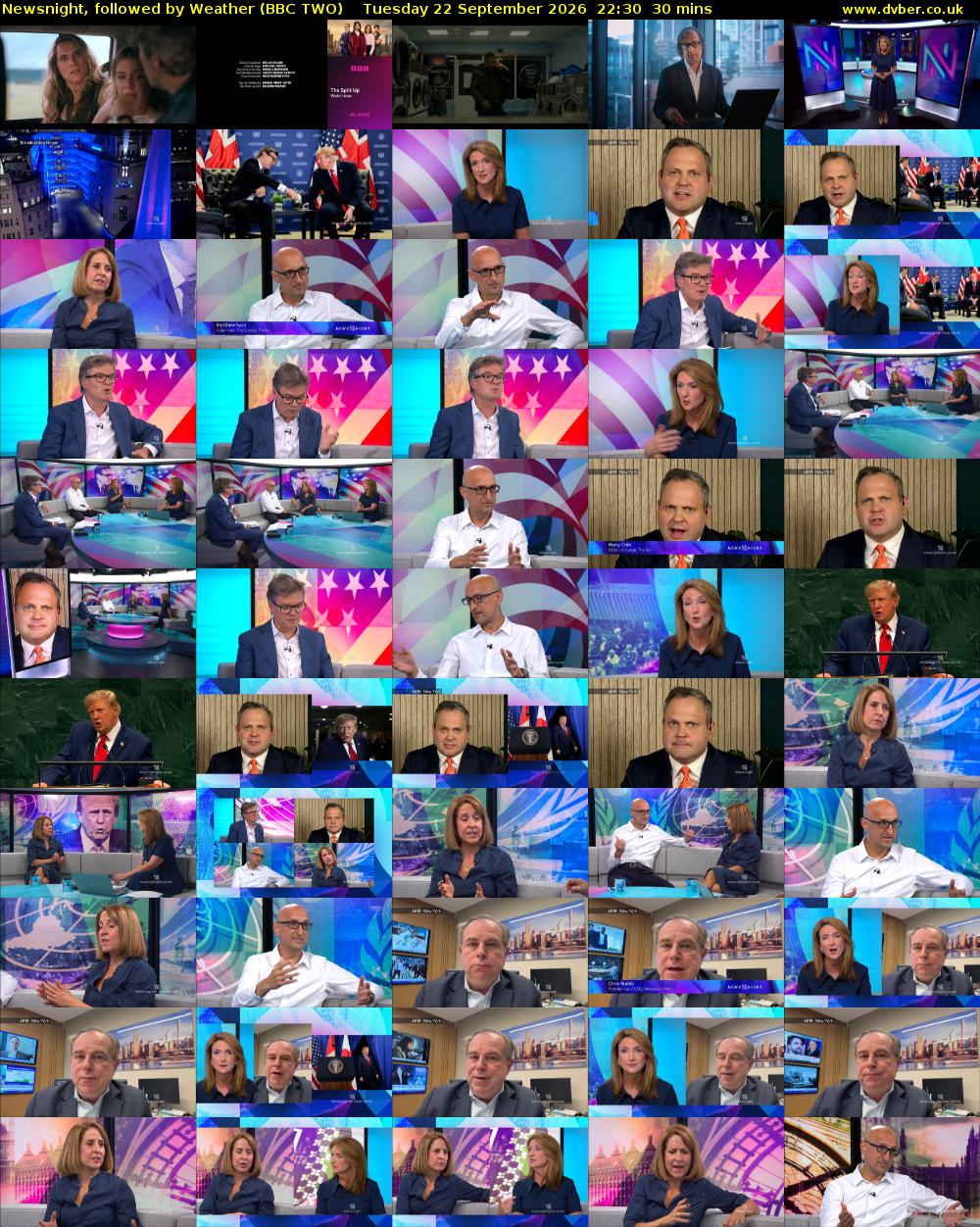 Newsnight, followed by Weather (BBC TWO) Tuesday 22 September 2026 22:30 - 23:00