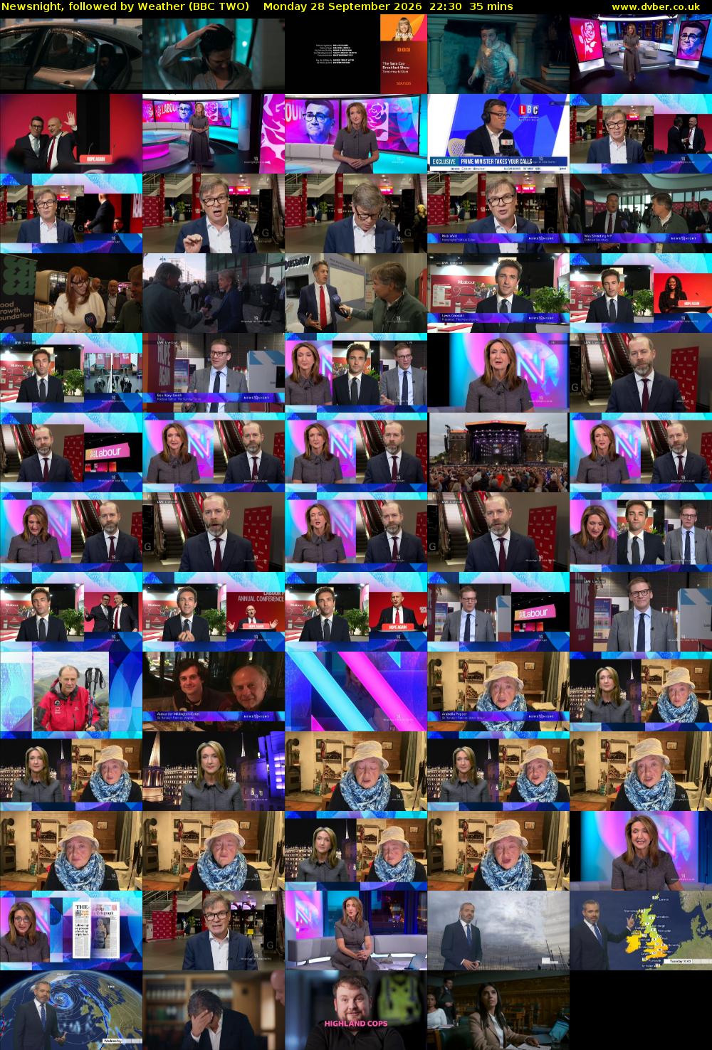 Newsnight, followed by Weather (BBC TWO) Monday 28 September 2026 22:30 - 23:05